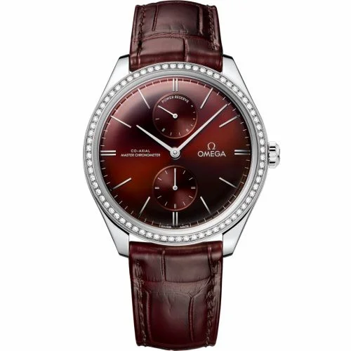 Omega De Ville Trésor Master Chronometer Power Reserve Stainless Steel / Diamond / Burgundy 435.18.40.22.11.001 (43518402211001)